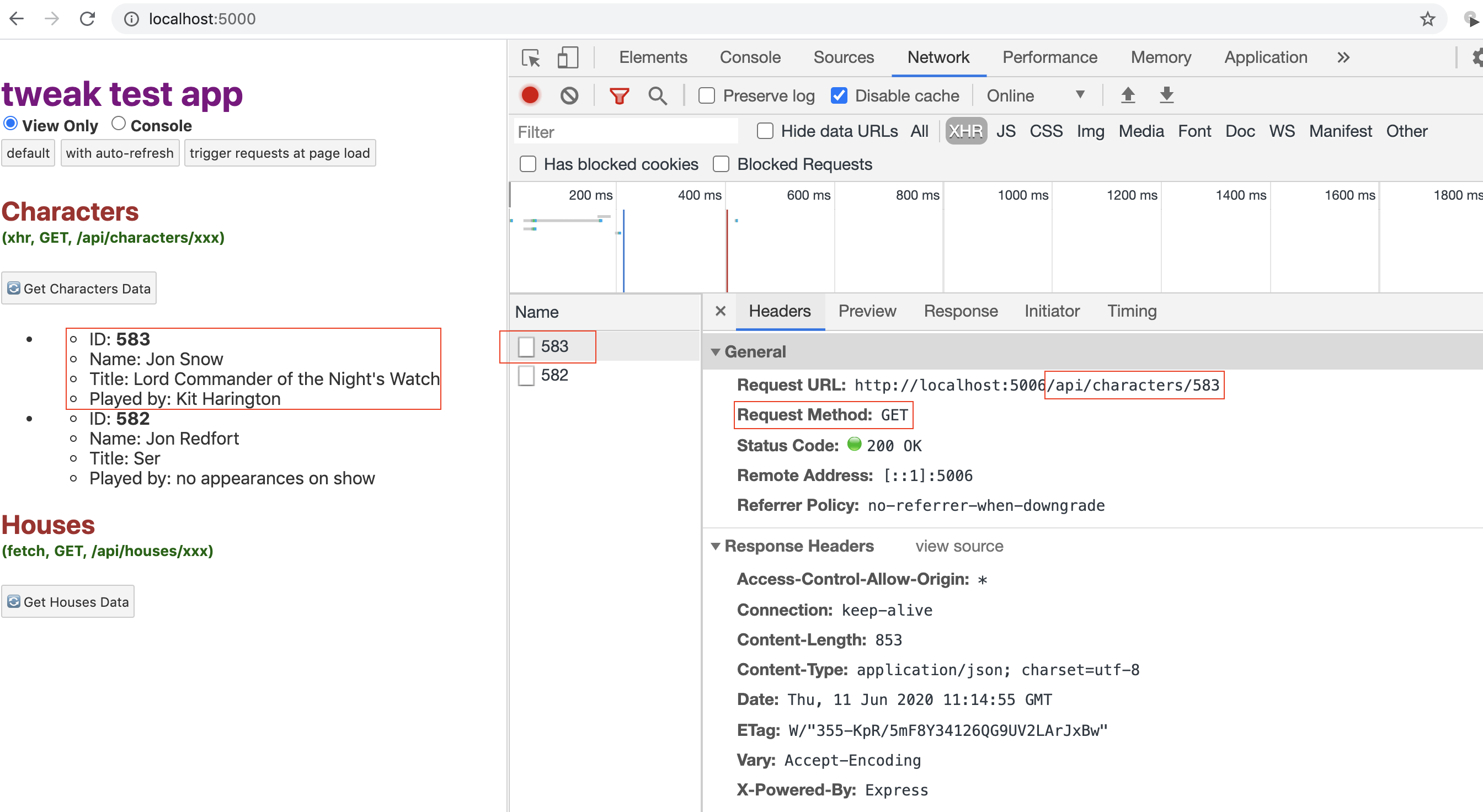 screenshot devtools tweak test application
