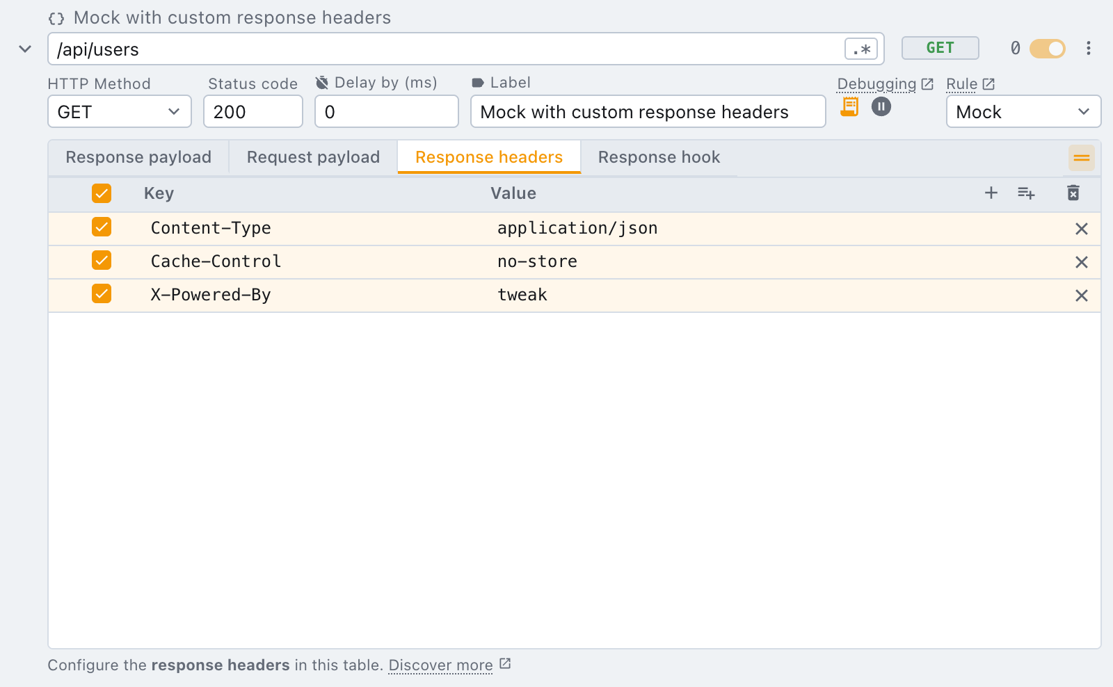 headers table editor in tweak
