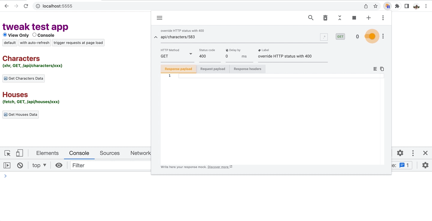 overriding http request with status 400