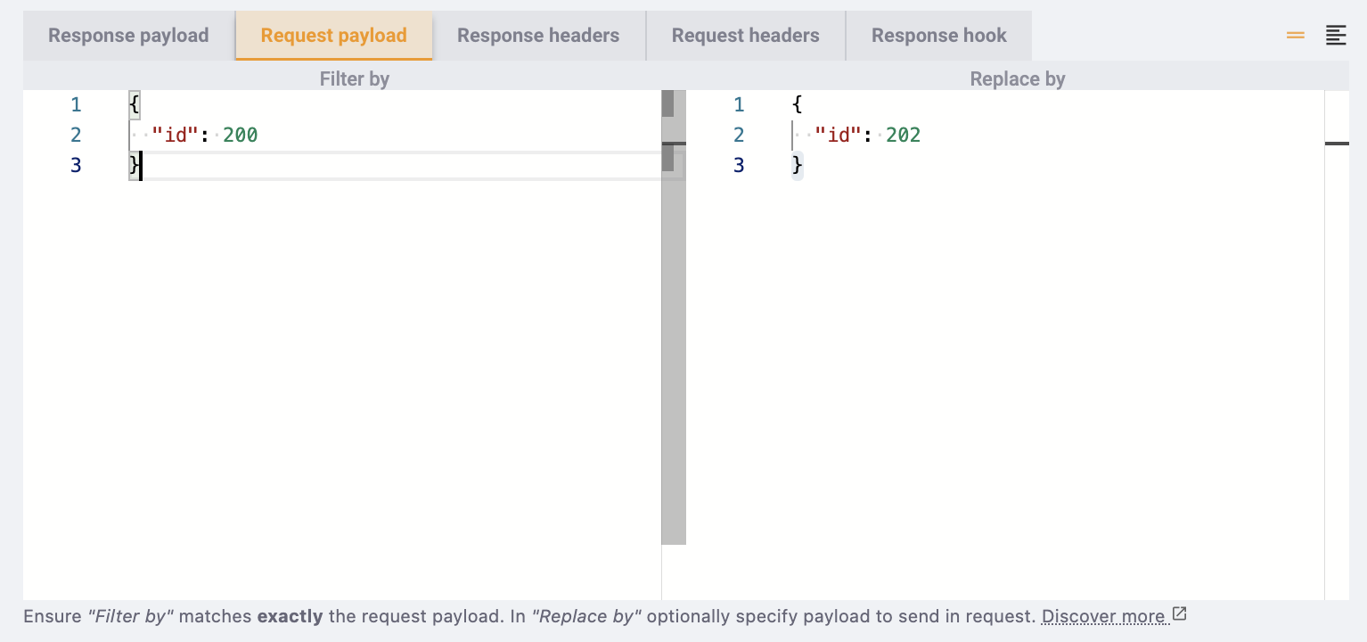 request payload with a modify rule request payload with a modify rule