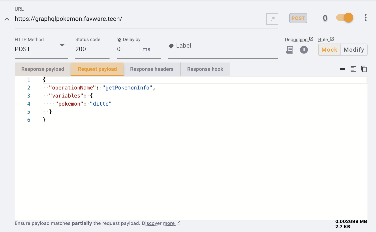 setup to intercept a graphql request