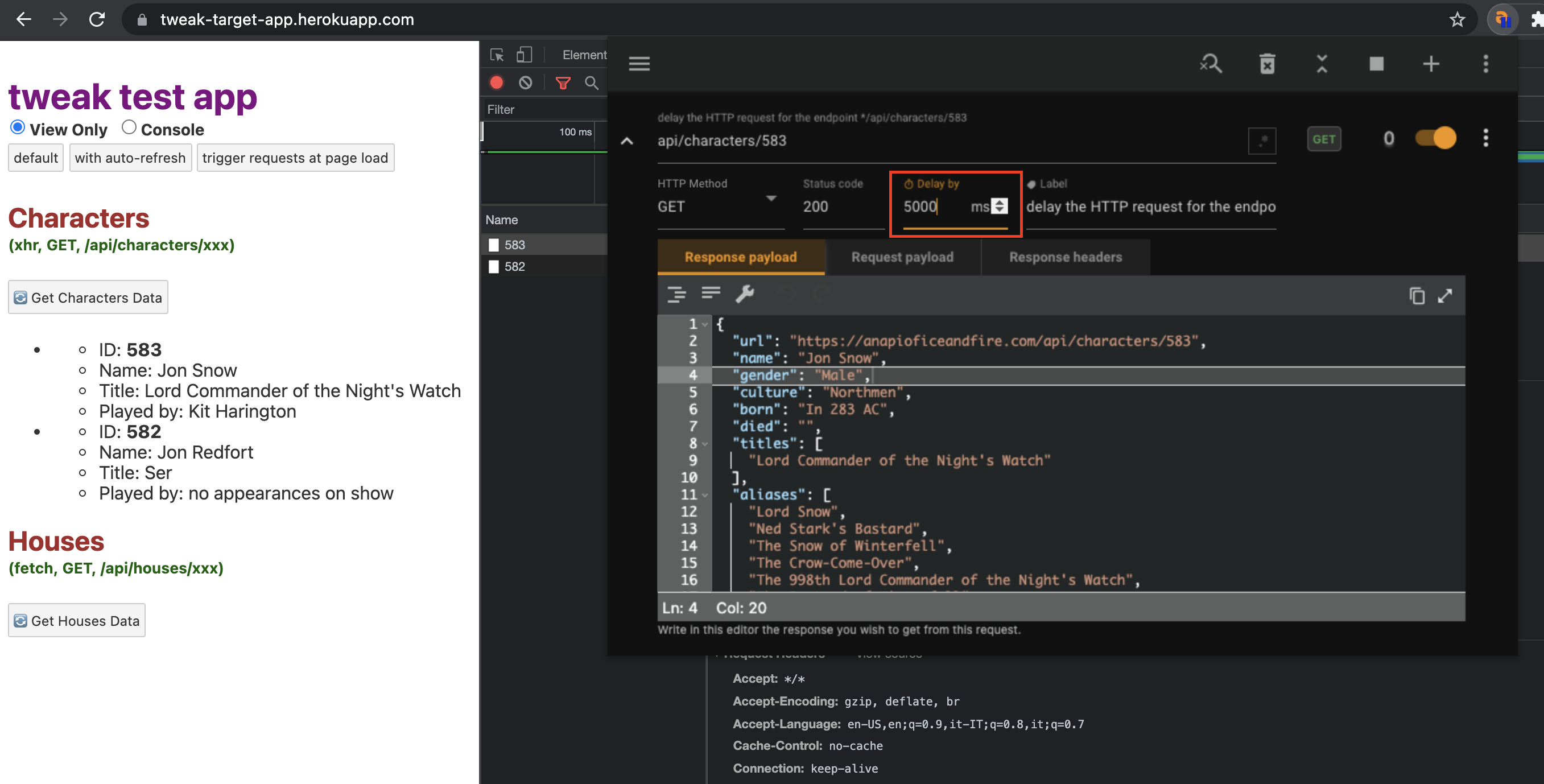 sample tweak configured