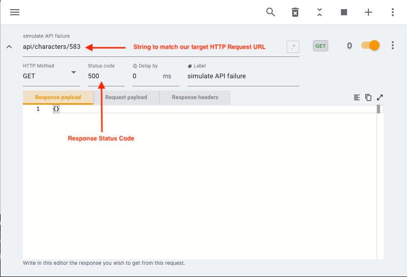 &quot;tweak setup http error simulation&quot;
